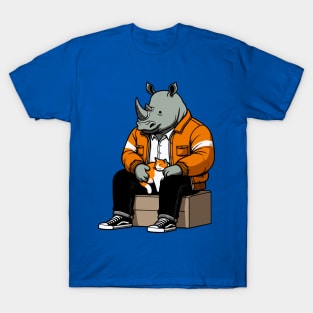 rhino petting cat T-Shirt